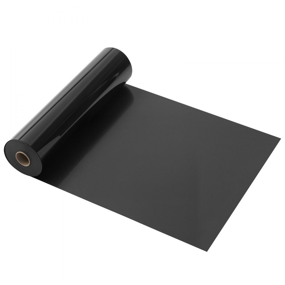 Film vinyle de transfert thermique (304,8 x 15240 mm) Noir brillant HTV Rouleau de vinyle thermocollant compatible avec les machines de découpe pour divers matériaux T-shirts Coussins Chapeaux
