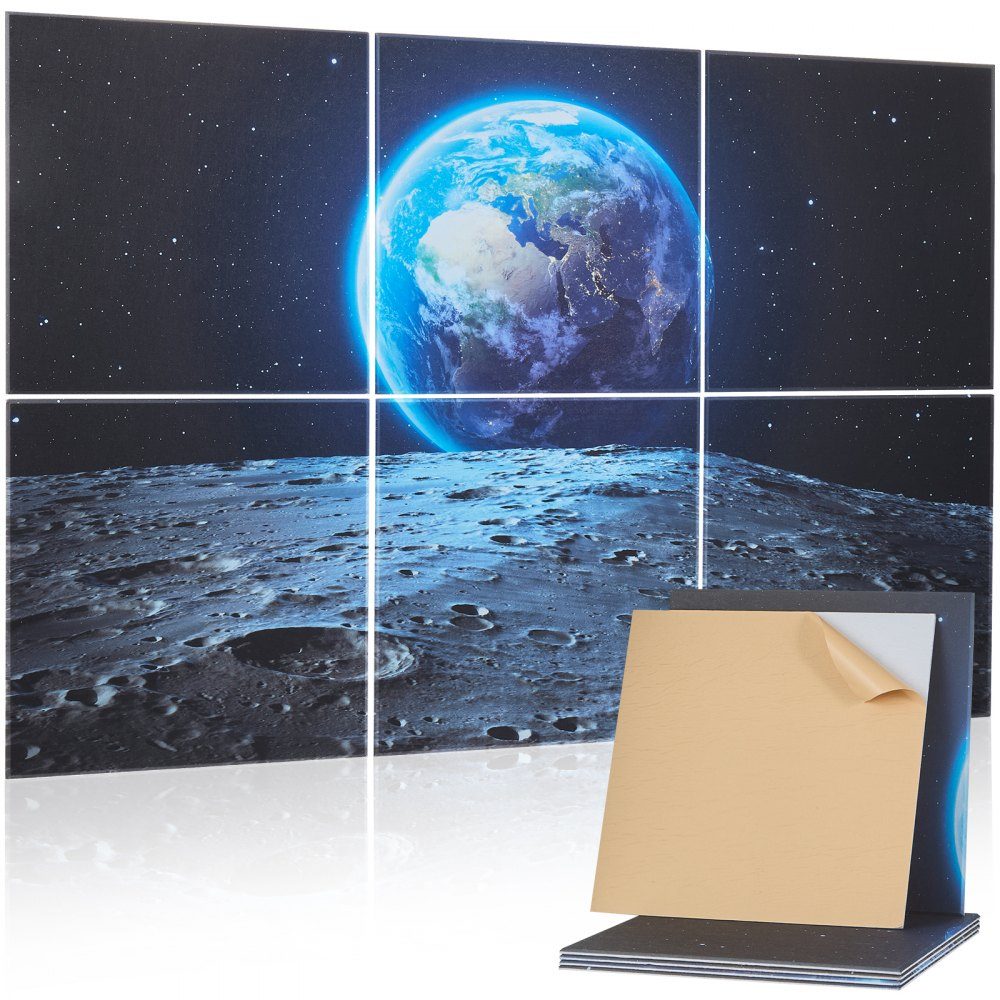 Pack of 6 Acoustic Panels 1800x1200x10mm Acoustic Wall Panels Self Adhesive Decorative Sound Dampening and Absorption Panels for Home Office Studio Playroom Theater Earth – Part No. HT-23115