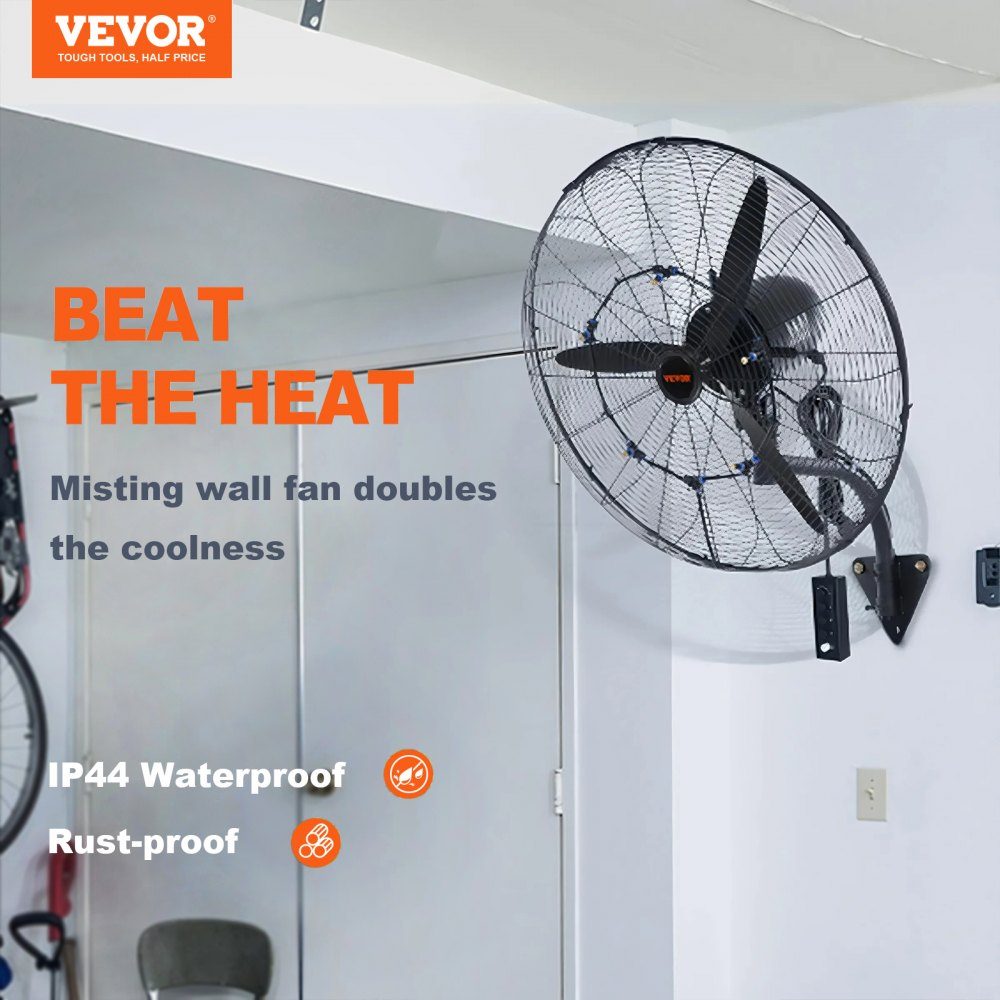 Mist Fan, 29.5 Inch Waterproof Industrial Fan, 3 Speeds, 9500 CFM, Commercial or Residential Fan for Cooling Warehouses, Greenhouses, Workshops