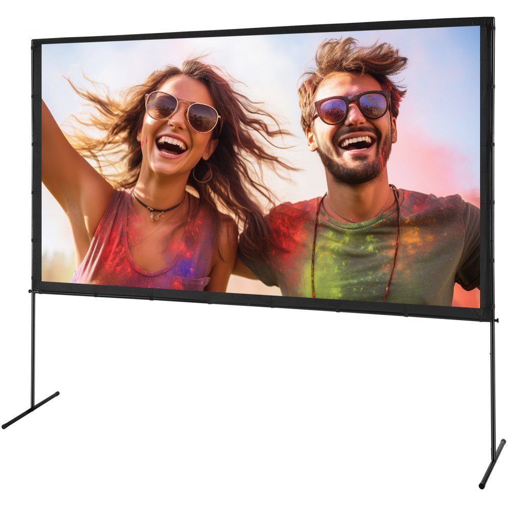 Projection Projector Screen with Stand, 120" HD 4K Outdoor Indoor Projector Screen, Quick Fold Portable Movie Screen 16:9 for Home Theater, Camping, Casual Events, etc. Black