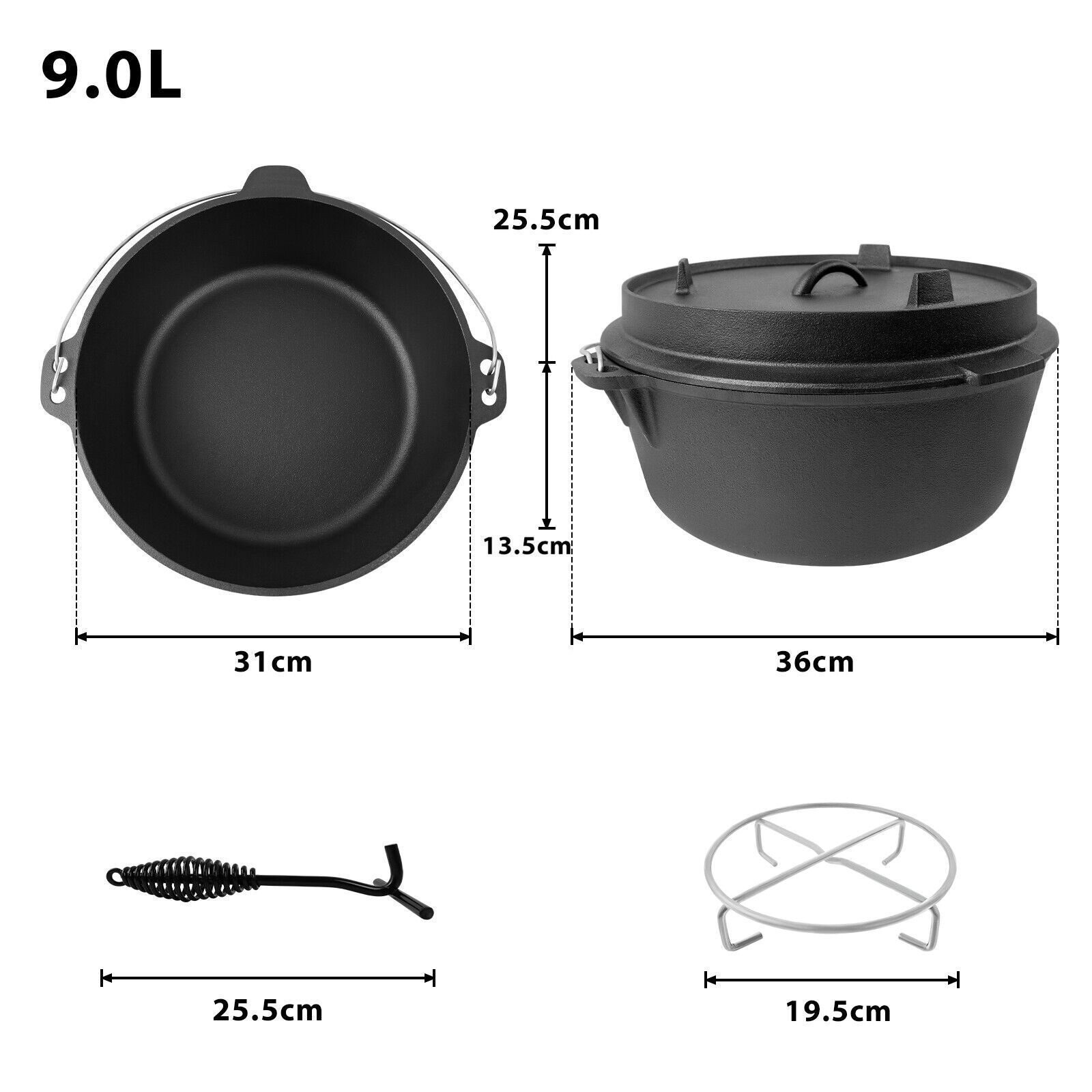 Startset BBQ Dutch Oven voeten ca. 9 liter