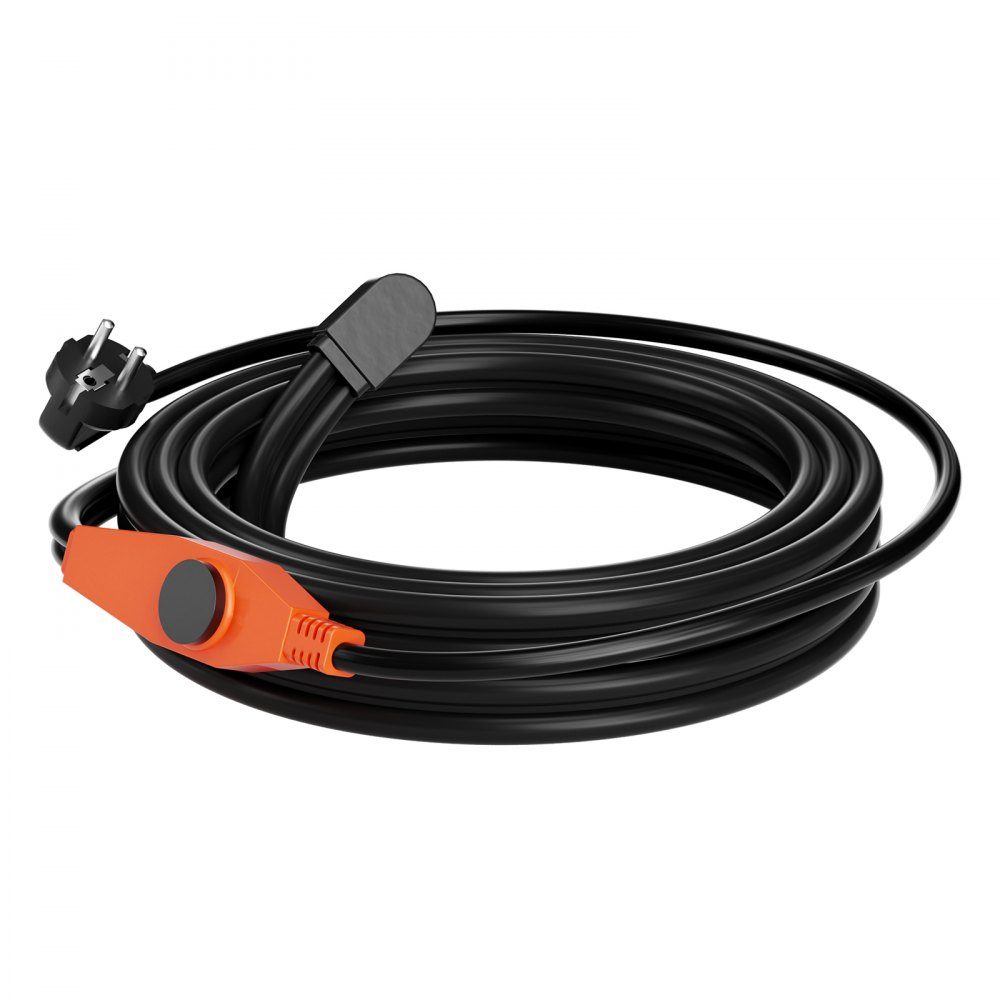 Frost Protection Heating Cable 9m 23W/m Pipe Heating Cable with Built-in Thermostat Pipe Heating Cable to Protect PVC Hoses, Metal & Plastic Pipes from Freezing