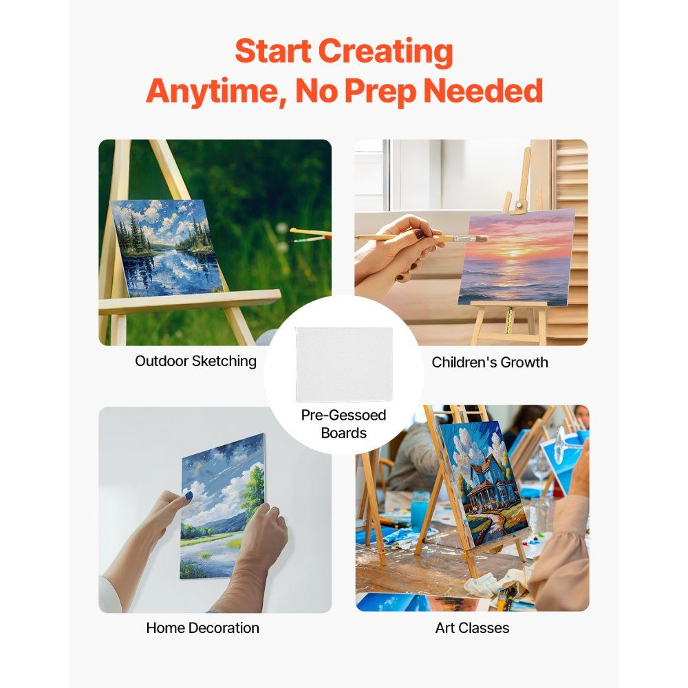 Canvas panels canvases (127x178mm / 203x254mm / 229x305mm / 280x355mm) for painting, canvas set 32 ​​pieces made of cotton, painting canvas panels acrylic and oil painting watercolor painting canvas white
