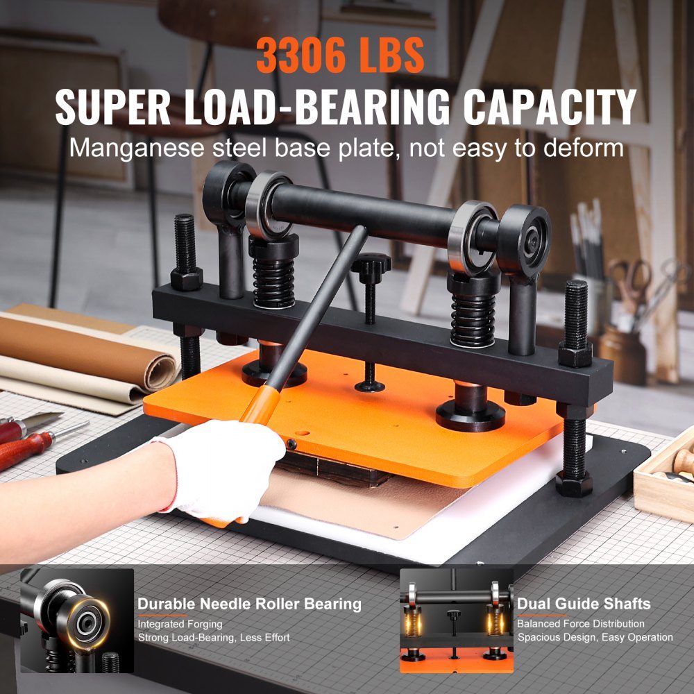 Leather Punching Machine Manual Leather Cutting Machine 36x26cm, Leather Embossing Machine 1.5t Heavy Duty Leather Punching Machine Suitable for leather, PVC/EVA foam, non-adhesive materials