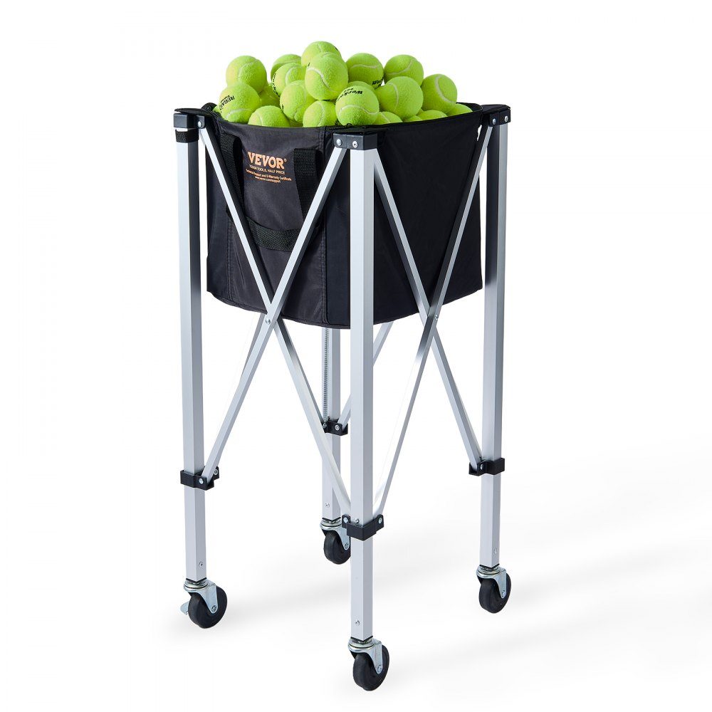 Conteneur de balles de tennis pliable, peut contenir 150 balles de tennis, chariot léger en alliage d'aluminium avec roulettes, sac amovible, sac de transport, chariot d'éducation physique portable pour joueurs de tennis