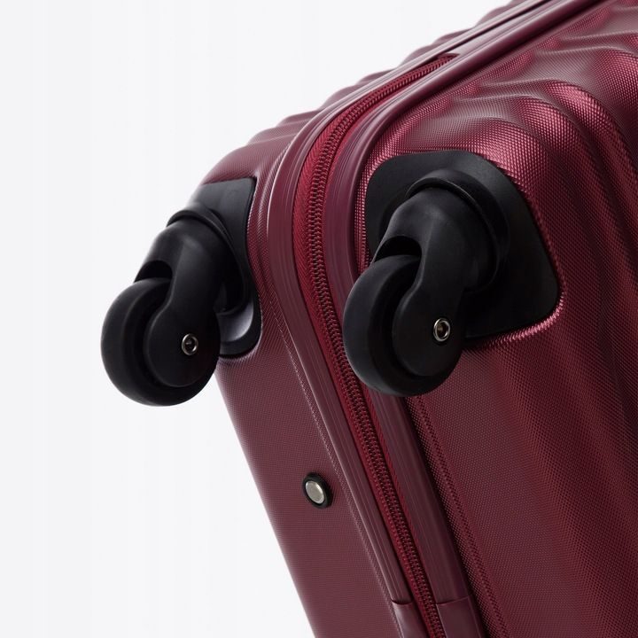 Premium Koffer Reisekoffer Bordkoffer mit Rippen ABS-Kunststoff 34l dunkelrot