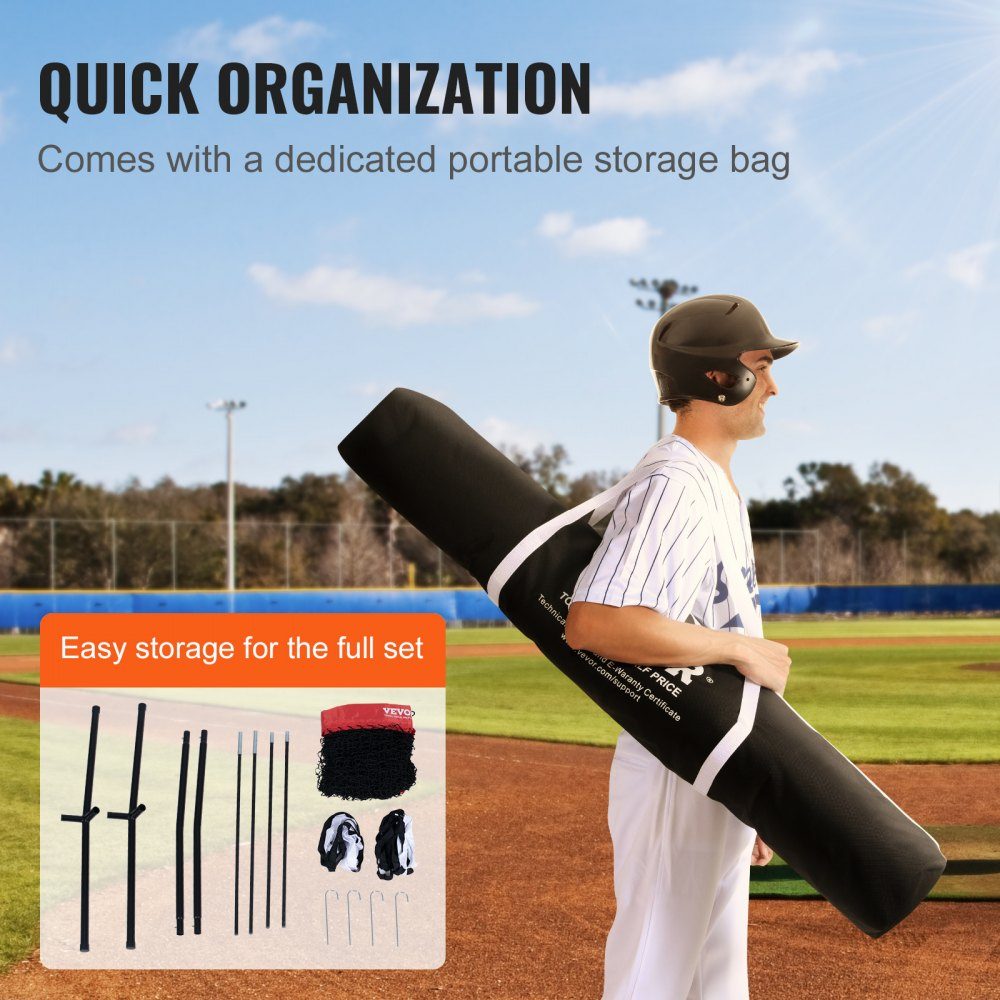 94" x 42" x 84" Baseball Softball Practice Net, Portable Baseball Training Net, Hitting, Catching, Pitching, Backstop Baseball Equipment with Arch Frame, Carry Bag, Strike Zone, Red Ball