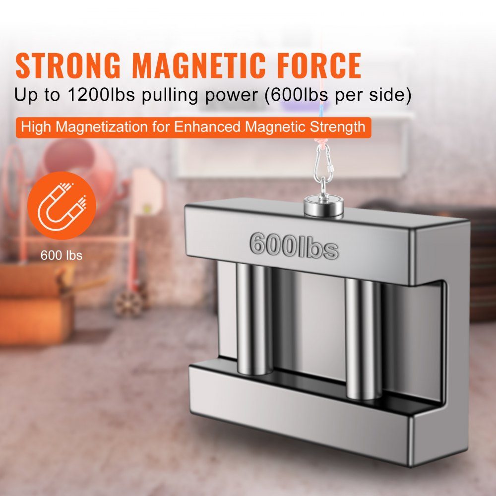 Bergmagnet Set Seilmagnet Angeltopfmagnet doppelseitig 272x2kg Neodym
