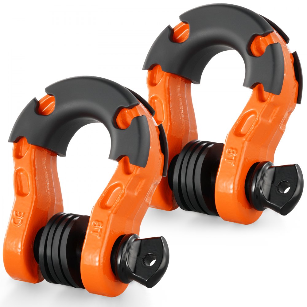 3/4" D-ring beugel, 2 stuks gelegeerde stalen beugels, 30 ton breeksterkte, met 7/8" schroefpen, isolatoren en ringen, zware terreinwagen herstelbeugel voor Jeep Trucks, oranje