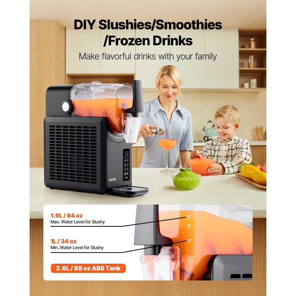 Slush-Eismaschine Slushy Machine 2,5 L, Frozen-Drink-Maker mit 5 voreingestellten Programmen, Margarita-Maschine mit Selbstreinigung, Frozen Margaritas, Frappés, Milchshake