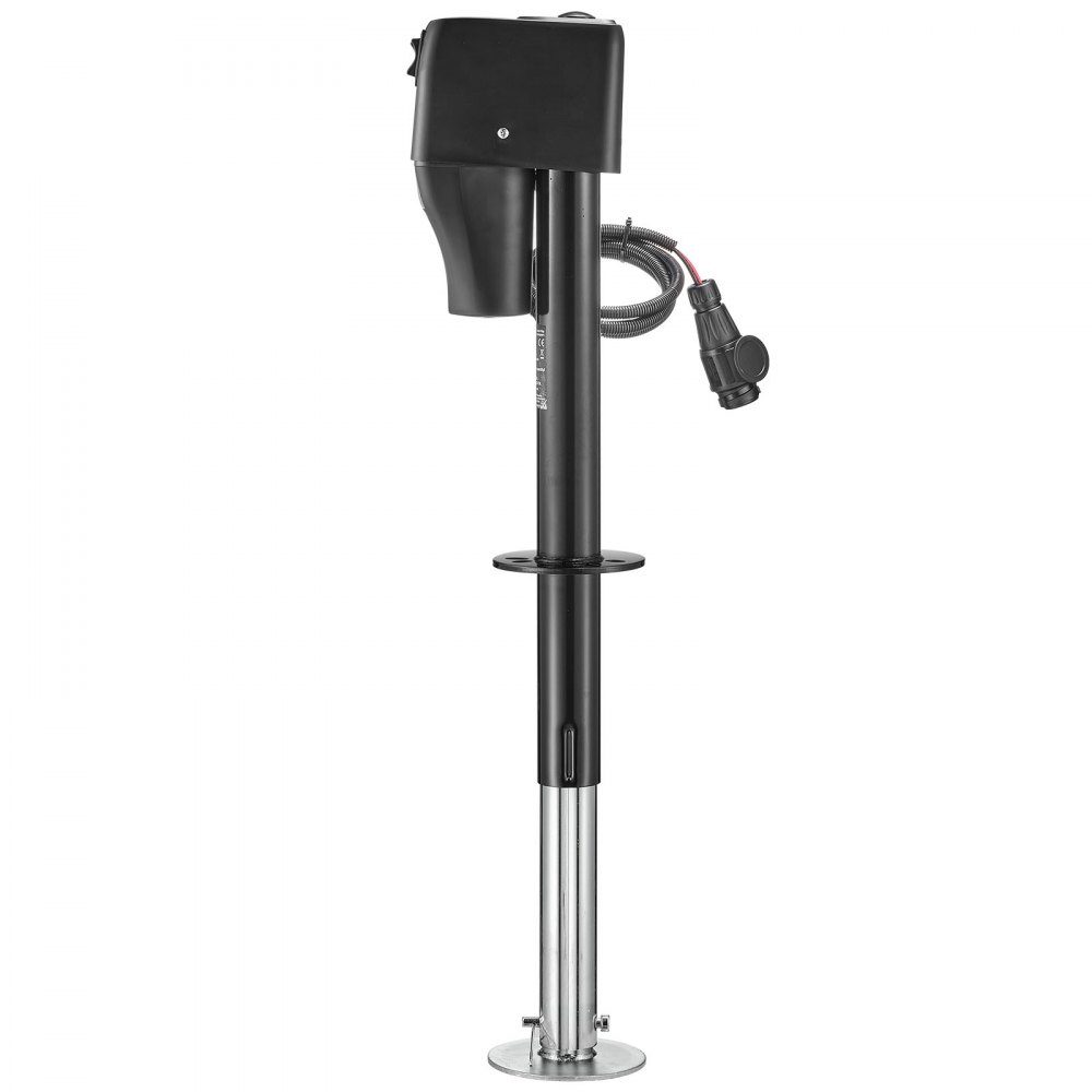 Elektryczny podnośnik przyczepy 2268 kg, elektryczna podpora podporowa 230–686 mm, wspornik przyczepy do samochodu kempingowego z korbą, osłona ochronna i dioda LED do przyczepy kempingowej, samochodu kempingowego i kampera, 12 V DC z wiązką przewodów