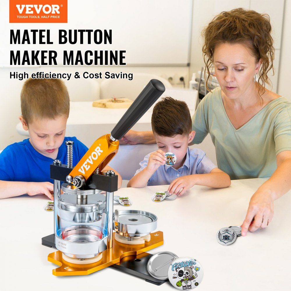 Button Machine 3" Badge Punch Press Kit, DIY-cadeaus voor kinderen, Button Making Machine, Button Badge Making met 100 Button Parts, Circle Cutter en Magic Book