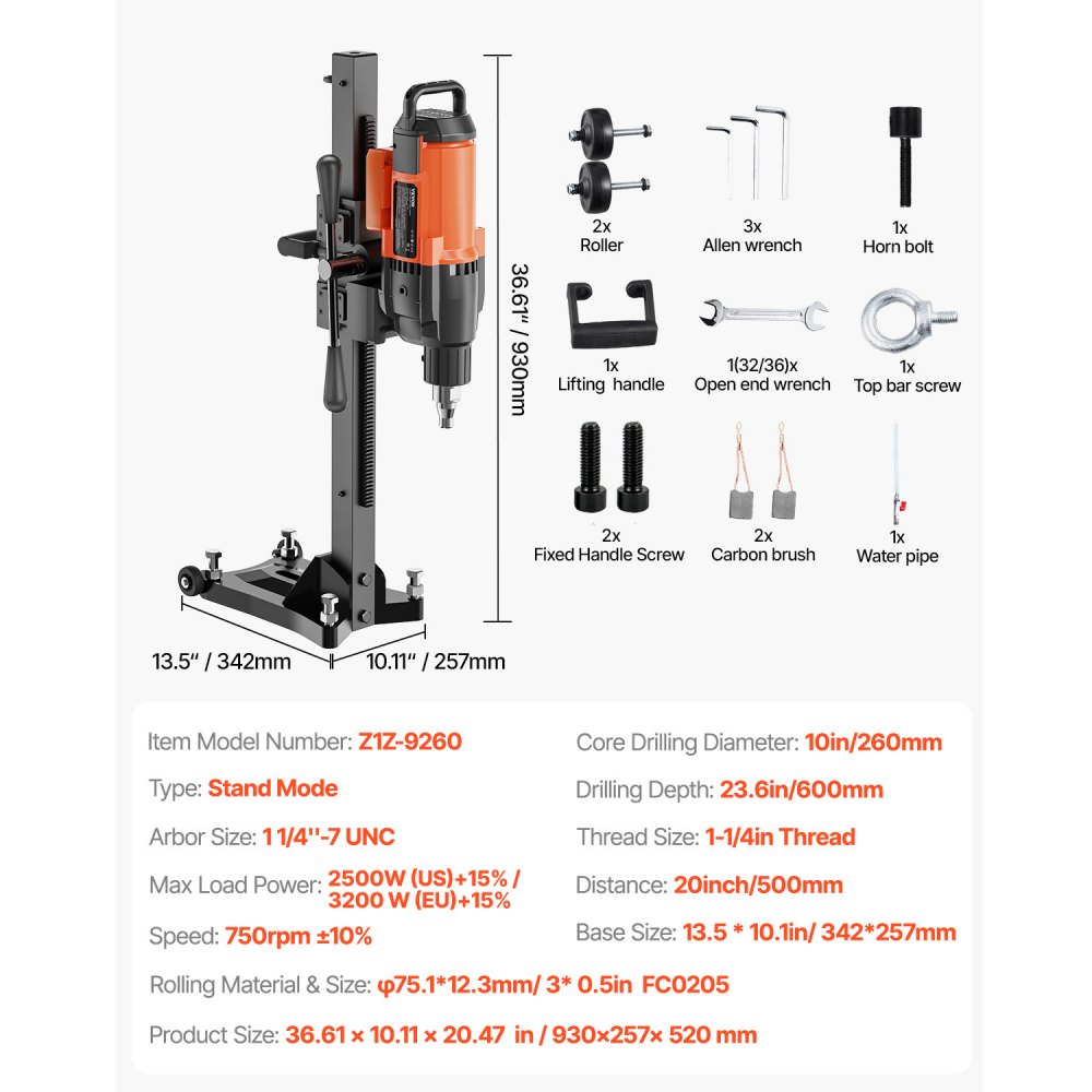Système de forage au diamant Foret à noyau diamant 3200 W Foret à noyau 0-750 tr/min, foret magnétique de 26 cm adapté au perçage du béton armé, du marbre, etc. Système de forage au diamant Foret à noyau diamant 3200 W Foret à noyau 0-750 tr/min, foret magnétique de 26 cm adapté au perçage du béton armé, du marbre, etc.