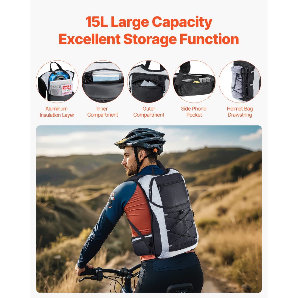 Hydration Backpack 15L Insulated Backpacks with 3L TPU Water Bladder Running Backpack Hiking Backpacks for Cycling Running Trip Black Hydro Water Daypack for Men Women