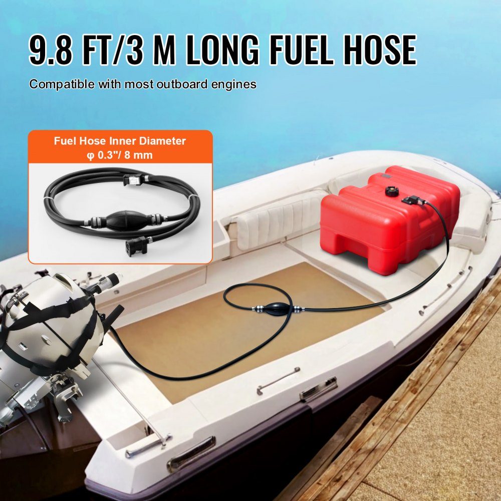 Marine Fuel Tank 55L Portable Outboard Engine Boat Tank Plastic Outboard Marine Boat Fuel Tank with Hose Easy to Carry for Yacht Fishing Boat Deck Boat Red