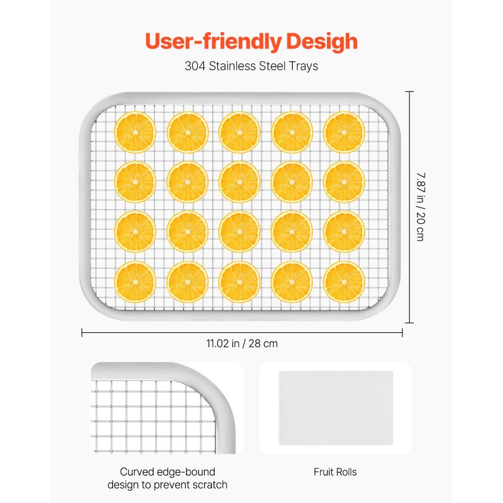 Dehydrator Dehydrator 6 roestvrijstalen kommen, 400 W elektrische voedseldroger met instelbare temperatuur, vriesdroger voor gedroogd vlees, vlees, fruit, groenten, kruiden, hondenkoekjes