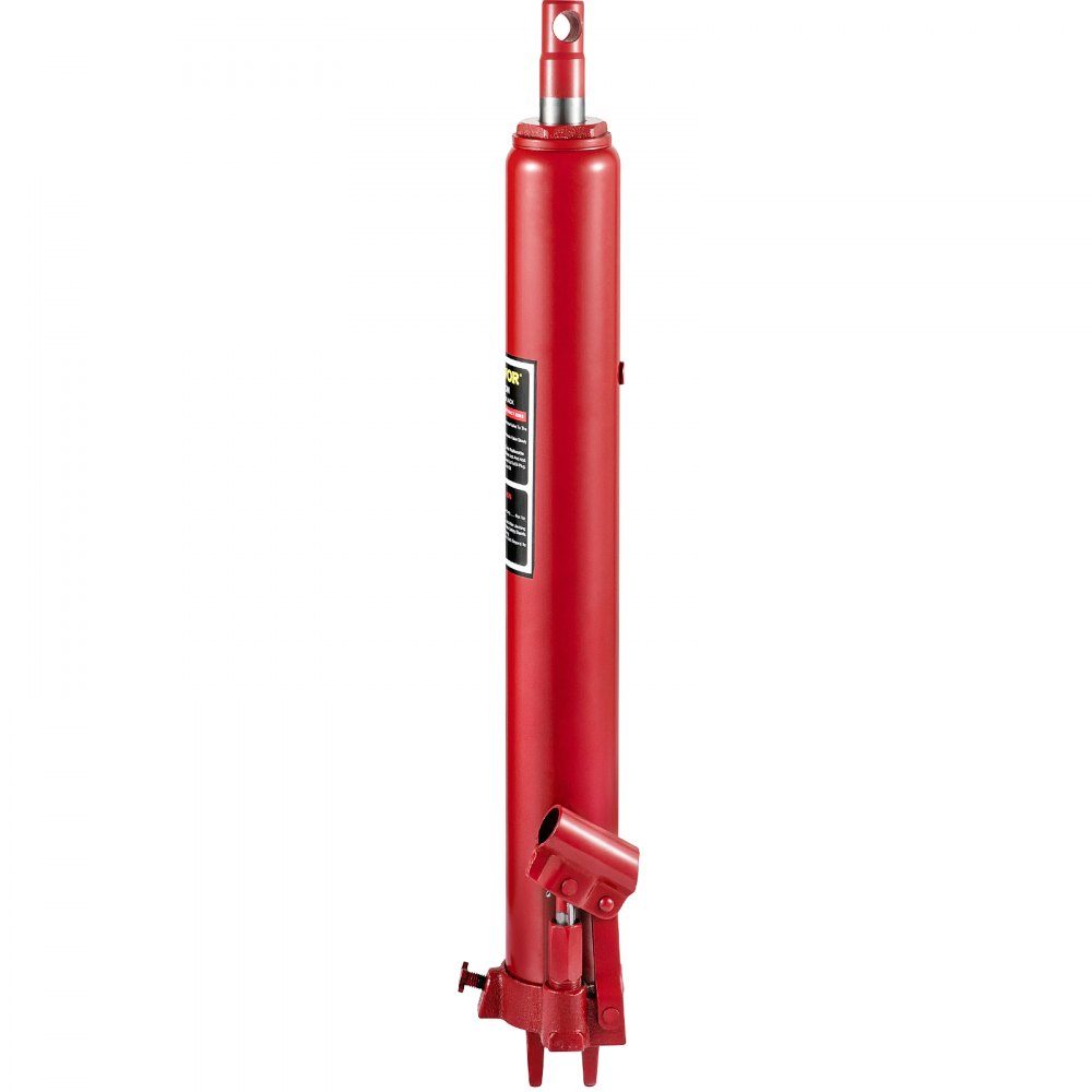 3T Capacity Hydraulic Long Ram Jack Single Piston Pump and Clevis Base Manual Elevating Platform Jack with Handle for Workshop Cranes Engine Hoists Red