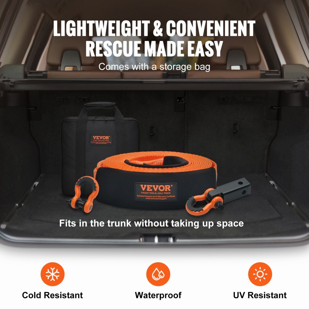 Car Tow Rope 30,000 lbs 3ft 3" Emergency Heavy Duty Car Tow Rope