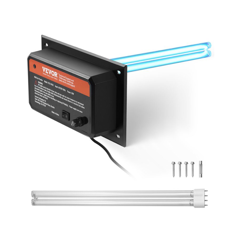 Purificateur d'air pour toute la maison HVAC 36 W 254 nm conduit de climatisation purificateur d'air à lumière UV UVC avec 1 ampoule de remplacement lampes UV HVAC climatiseur purificateur d'air
