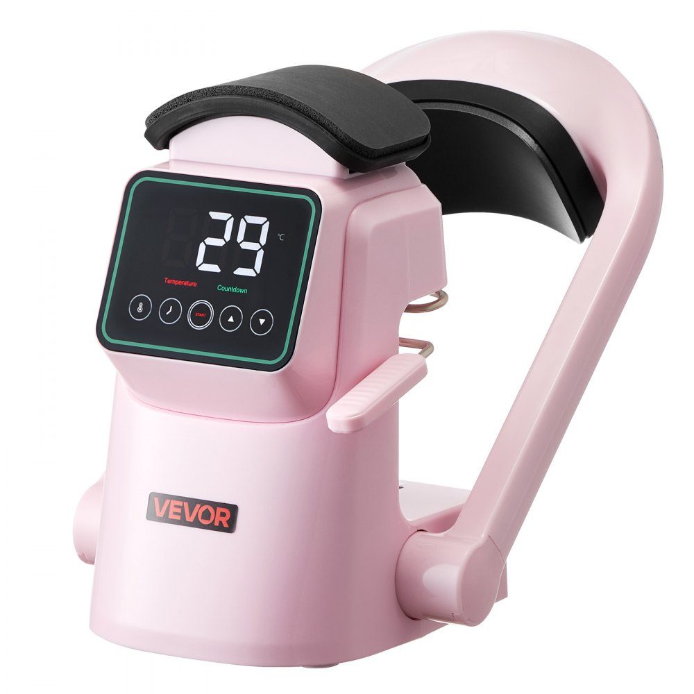 Automatic Hat Heat Press with 2 Interchangeable Plates, Auto Open and Release, Touch Screen for Time and Temperature Control, Heat Transfer Printing for Caps, Hats, Pink