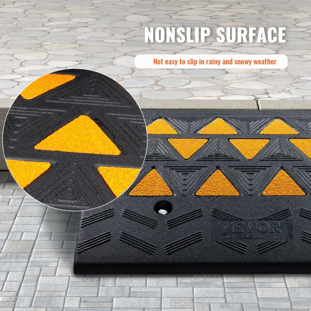 2x threshold ramp, solid rubber door threshold ramp, max. load capacity up to 15 tonnes, curb ramp, 49.1 x 37 x 15.2 cm, wheelchair ramp, access ramp, rubber ramp, suitable for uneven floors, curbs