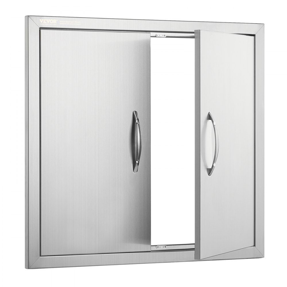 Grill Access Door 660x609mm Double Outdoor Kitchen Door Flush Mount Stainless Steel Door Vertical Wall Door with Handles for Grill Island Grill Station Outdoor Cabinet