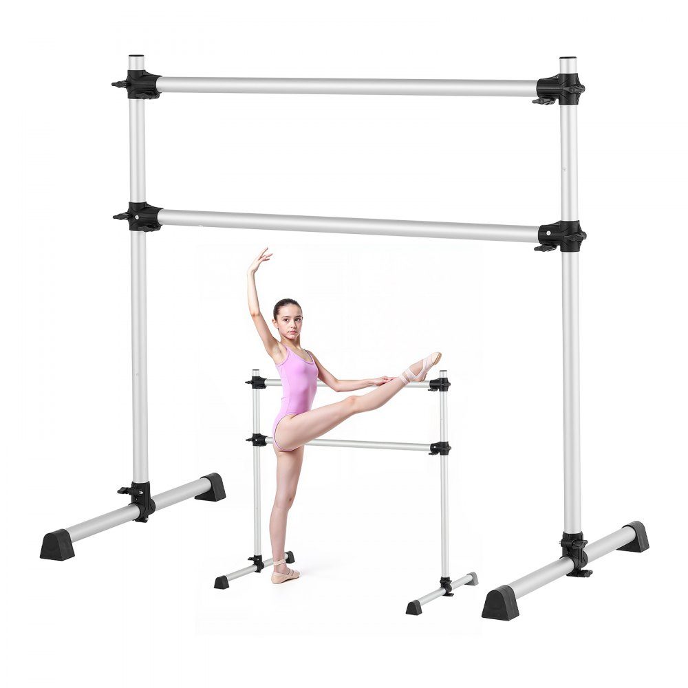 Ballet bar dance bar free-standing double bar (136 kg load capacity), height adjustable (170-1165 mm) stretching bar made of aluminum for ballet, balance training, relaxation exercises