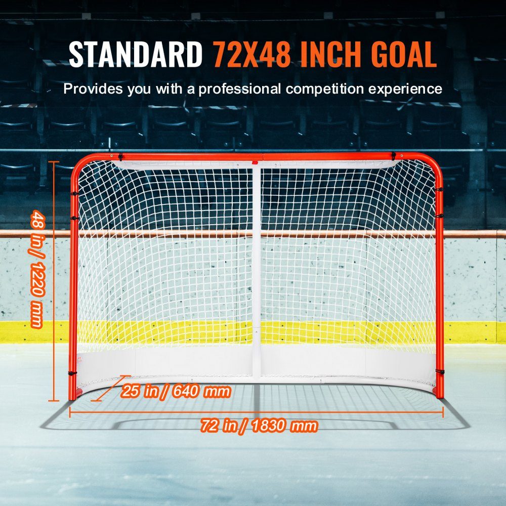 Hockey Goal Street Hockey Net, Street Hockey Goal Hockey Net, 183 x 64 x 122 cm, Hockey Training Goal Set, Official Professional Indoor/Outdoor Steel Tubing Hockey Goal with Net, White/Red, Training