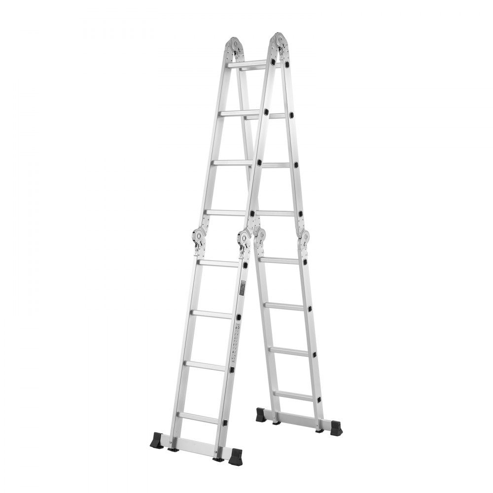 Multipurpose Ladder, 7 in 1 Multifunctional Ladder, Telescopic Ladder with A-Frame and 4 Steps, Ladder Frame 4600mm, Adjustable Heavy Duty Ladder, 150kg Load Capacity for Home Outdoor Use