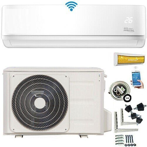 Split-Klimaanlage/Heizung in einem Set mit Kabeln A++ ECO Smart Inverter WiFi WLAN 12000btu/3,5kW + Kupferkabel Golden-Fin ✔️ Smart Home ✔️ ALEXA ✔️ Google ✔️ Wärmepumpe ✔️