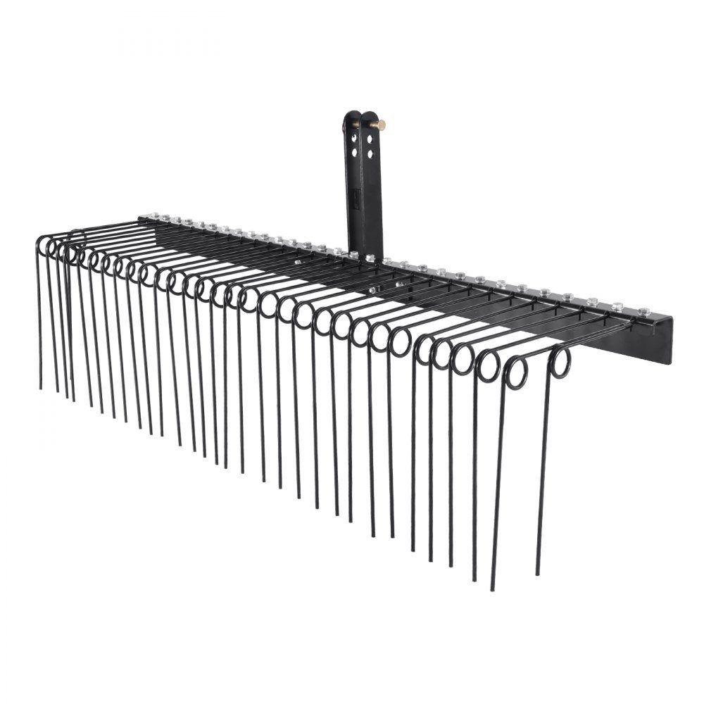 Anhängerrechen, 1830 mm gezogener Vertikutierer mit 32 Stahlzinken, Rasenrechen zum Anbau an Kategorie 1, 3-Punkt-Anbau für Traktor, für Laub, Tannennadeln, Stroh und Gras