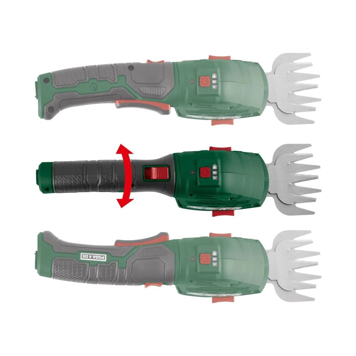 PARKSIDE® 4 V 2-in-1 cordless grass and shrub shears »PGSA 4 D5«, with 180° rotating soft handle