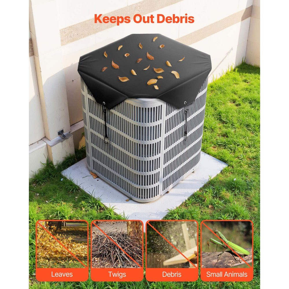 Outdoor Air Conditioner Cover 910x910mm Air Conditioner Cover Rainproof Universal Fit Outdoor Protective Cover for All Seasons Black