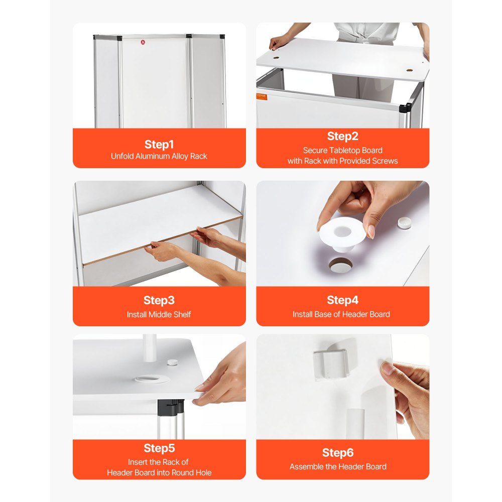 Tragbare Messetheke, Messetheke, 78,5 x 38 x 181,5 cm, Messestand, Ausstellungsthekenständer, faltbarer Promotion-Einzelhandels-Stehtisch, Empfangsmesseständer mit Ablagefach, Tragetasche