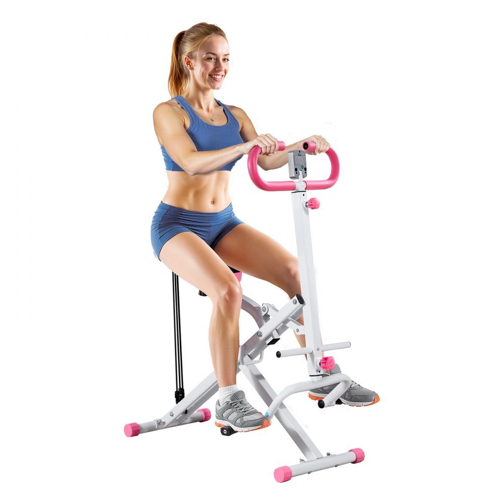 Squat Machine for Deep Squats, Folding Exercise Machine, Glute Trainer with 5 Level Adjustable Seat, Home Exercise Machine for Buttocks and Legs, Glute Machine White + Pink