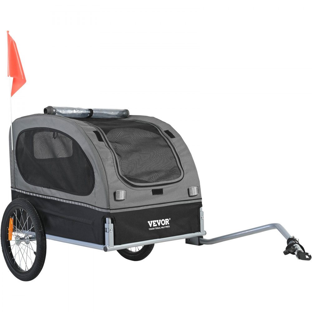 Dog Trailer 40kg Bicycle Trailer Carbon Steel + 600D Oxford Cloth + PP Foldable 1440 x 720 x 779mm Folded as a Trailer Size 760 x 560 x 195mm Black and Gray