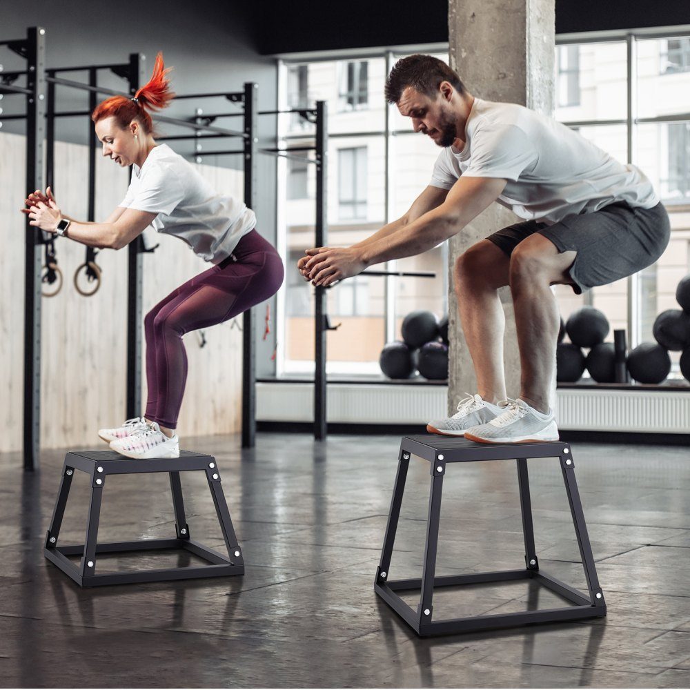 Plyometrische Jump Box, 458 mm Plyo Box, Plyobox Platform Zwart, Antislip Fitness Oefening Step Up Box voor thuistraining, Conditiekrachttraining, Dijtraining