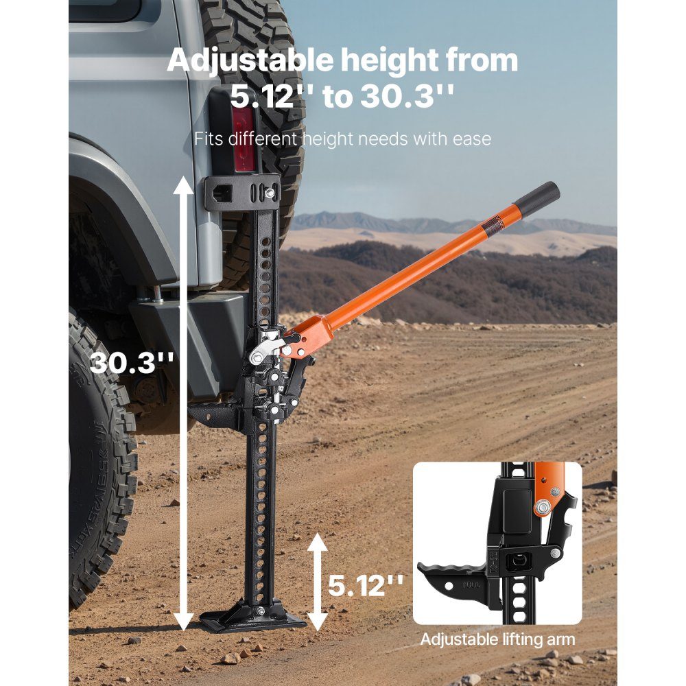 Field jack (915 mm high) off-road high-lift field jack (3.18 ton load capacity) off-road jack, bumper jack, heavy-duty lifting platforms with 130.1-769.6 mm lifting range for tractor, truck, SUV