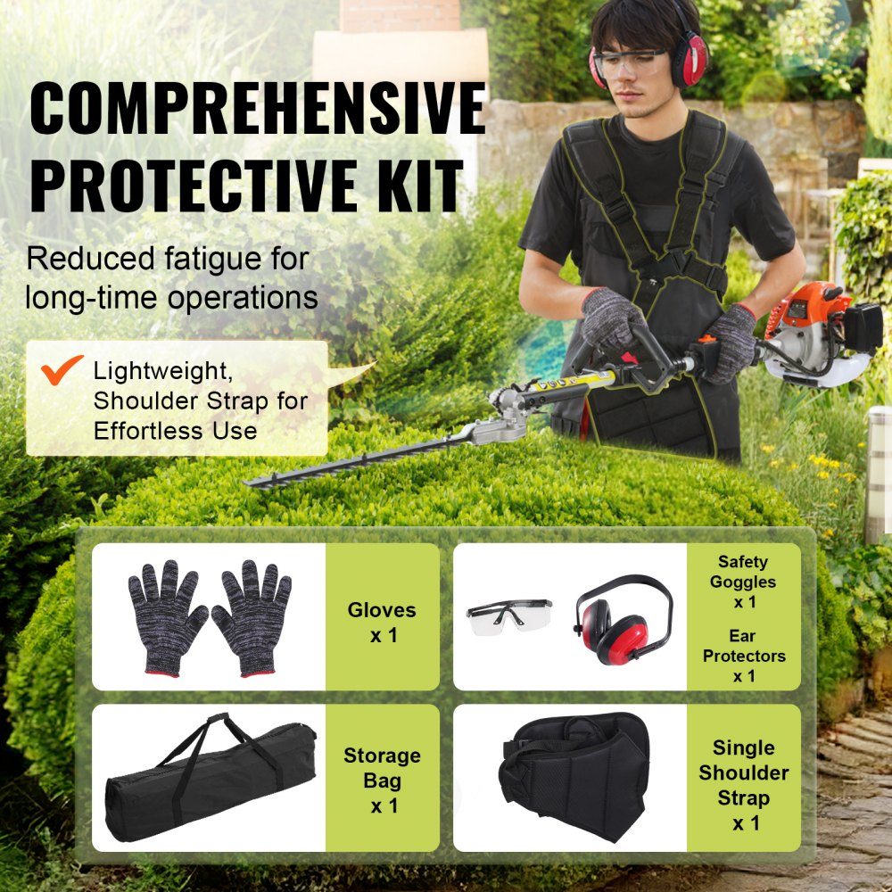 6-in-1 hedge trimmer petrol hedge trimmer 33CC long handle hedge trimmer 0.8L