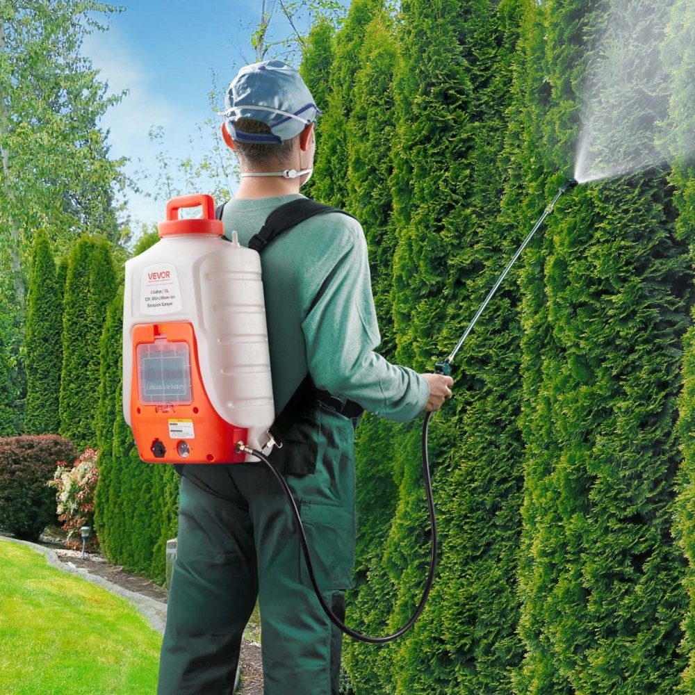 Accudruksproeier 15L rugzaksproeier 8Ah lithium-ion accudruksproeier 90PSI kunstmestsproeier 4,1L/min tuinsproeier met schouderbanden plantensproeier tuinbesproeiing desinfectie wasstraat