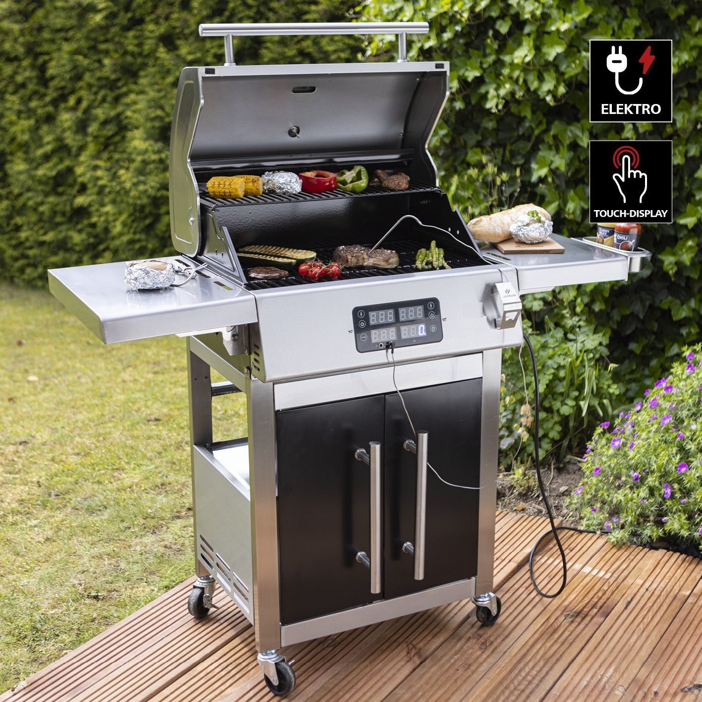 Elektrischer Grillwagen, elektrischer Gartengrill, BBQ-Grill, Grillstation