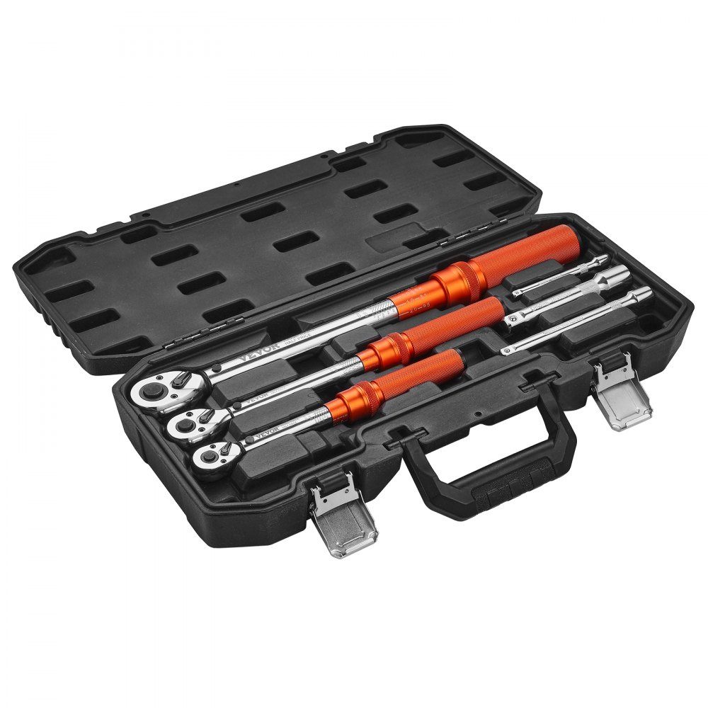 Click Torque Wrench (3pcs), 1/4 3/8 1/2" Drive, Two Way Torque Wrench Set with Dual Range Scales, 72 Teeth ±3% High Precision Alloy Steel for Auto Repair