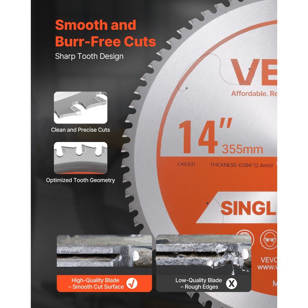 Circular Saw Blade (355mm diameter, 72 sharp teeth and 2.4mm thickness), ideal for steel, aluminum, compatible with circular saws, alloy steel saw blade with noise-reducing heat dissipation, 1 piece