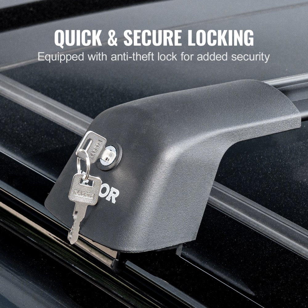 Porte-bagages de toit universel pour voiture, barre transversale en aluminium, capacité de charge de 90 kg, convient pour rail latéral surélevé avec espace, convient pour une distance intérieure de la poutre de toit de 102 à 108 cm. Porte-bagages de toit universel pour voiture, barre transversale en aluminium, capacité de charge de 90 kg, convient pour rail latéral surélevé avec espace, convient pour une distance intérieure de la poutre de toit de 102 à 108 cm.