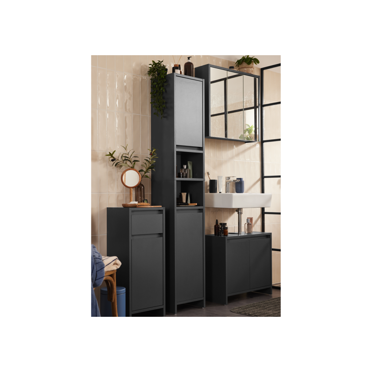 LIVARNO home Meuble vasque « Oslo » avec 2 portes, anthracite