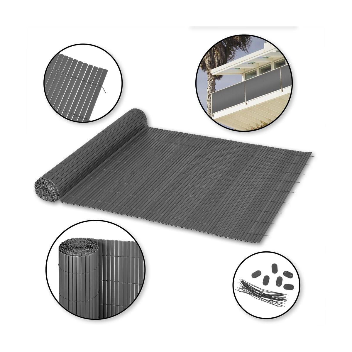 Ribelli PVC privacy mat / privacy fence, 140 x 400 cm, anthracite