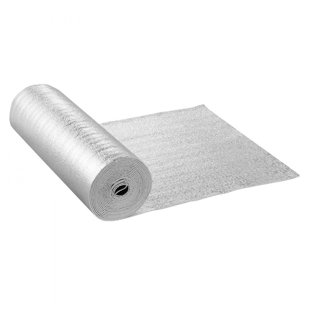 Podwójna odblaskowa rolka izolacyjna, bariera promiennikowa z rdzeniem piankowym, 3,2 mm, 24" x 25 stóp, dwustronny znak odblaskowy wykonany z folii aluminiowej i pianki EPE, rolka termoizolacyjna do okien i dachów samochodów kempingowych