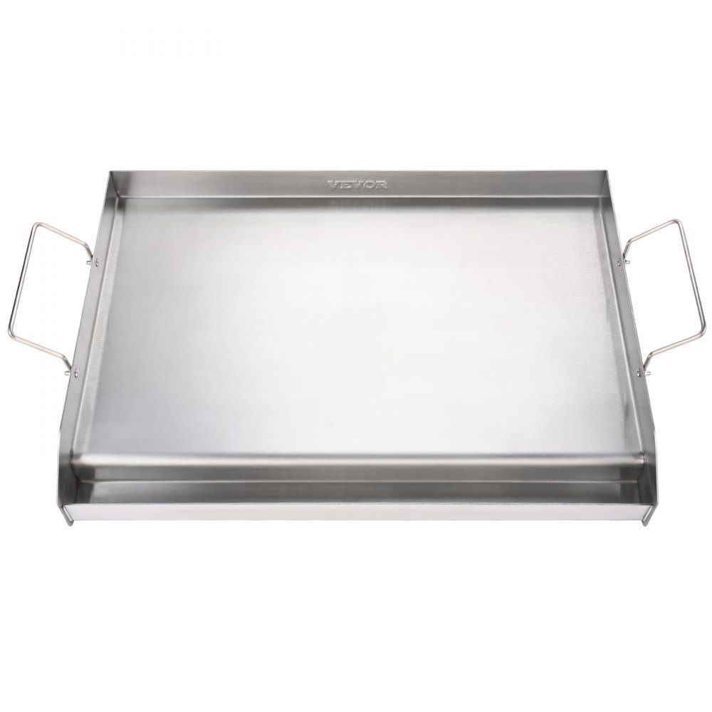 Plaque de gril 430 en acier inoxydable 58,7 x 39,5 x 9,9 cm - Plaque de gril universelle de 2 mm d'épaisseur utilisable, plaque de gril de fête pour barbecue en plein air avec poignée gril à gaz pour gril à gaz, gril à charbon et accessoires de gril élect