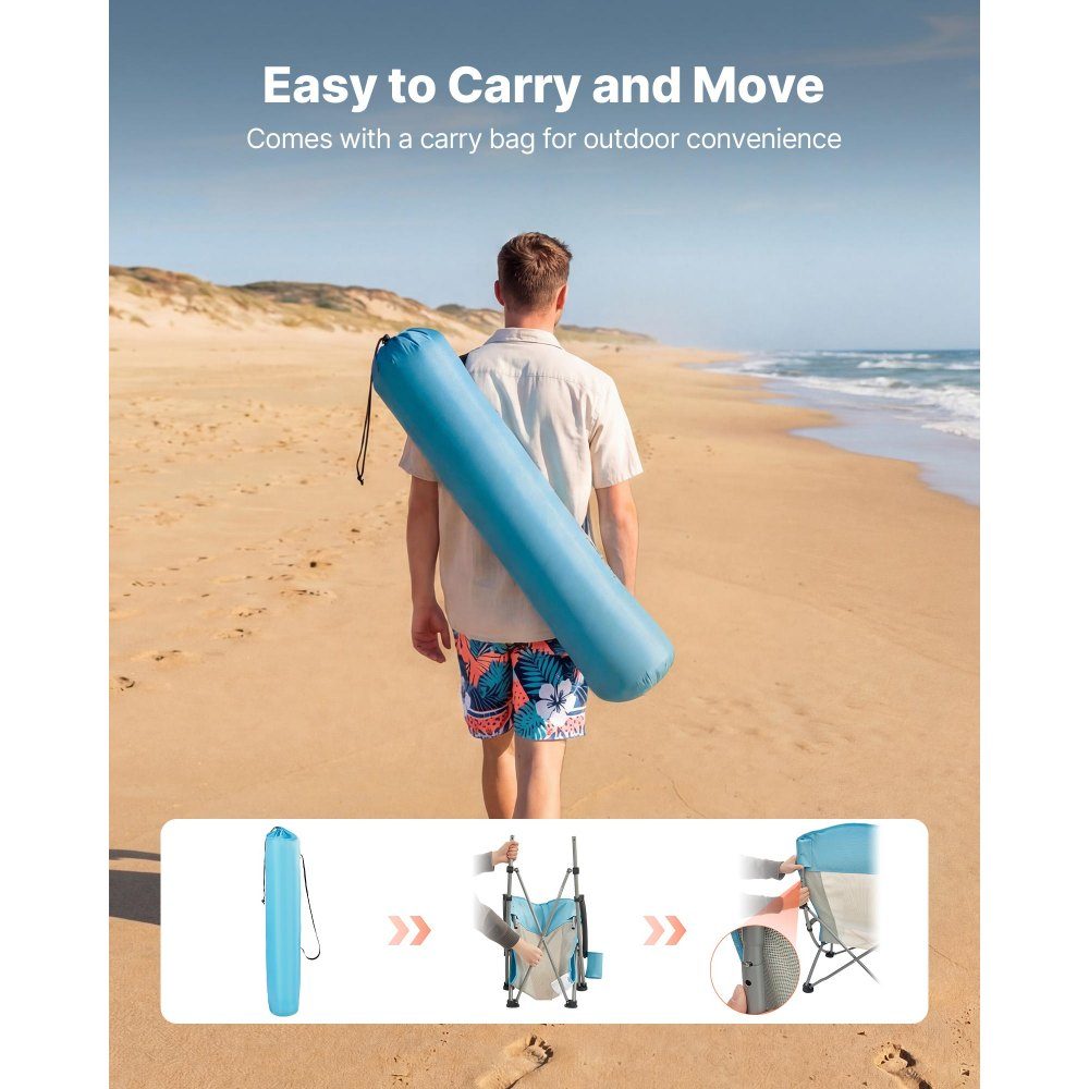 2 x campingstoelen klapstoelen 150 kg draagvermogen, visstoel met hoge rugleuning & kopjesvak & mesh rugleuning & draagtas & strandstoelen met extra brede zitting voor buitenactiviteiten vissen