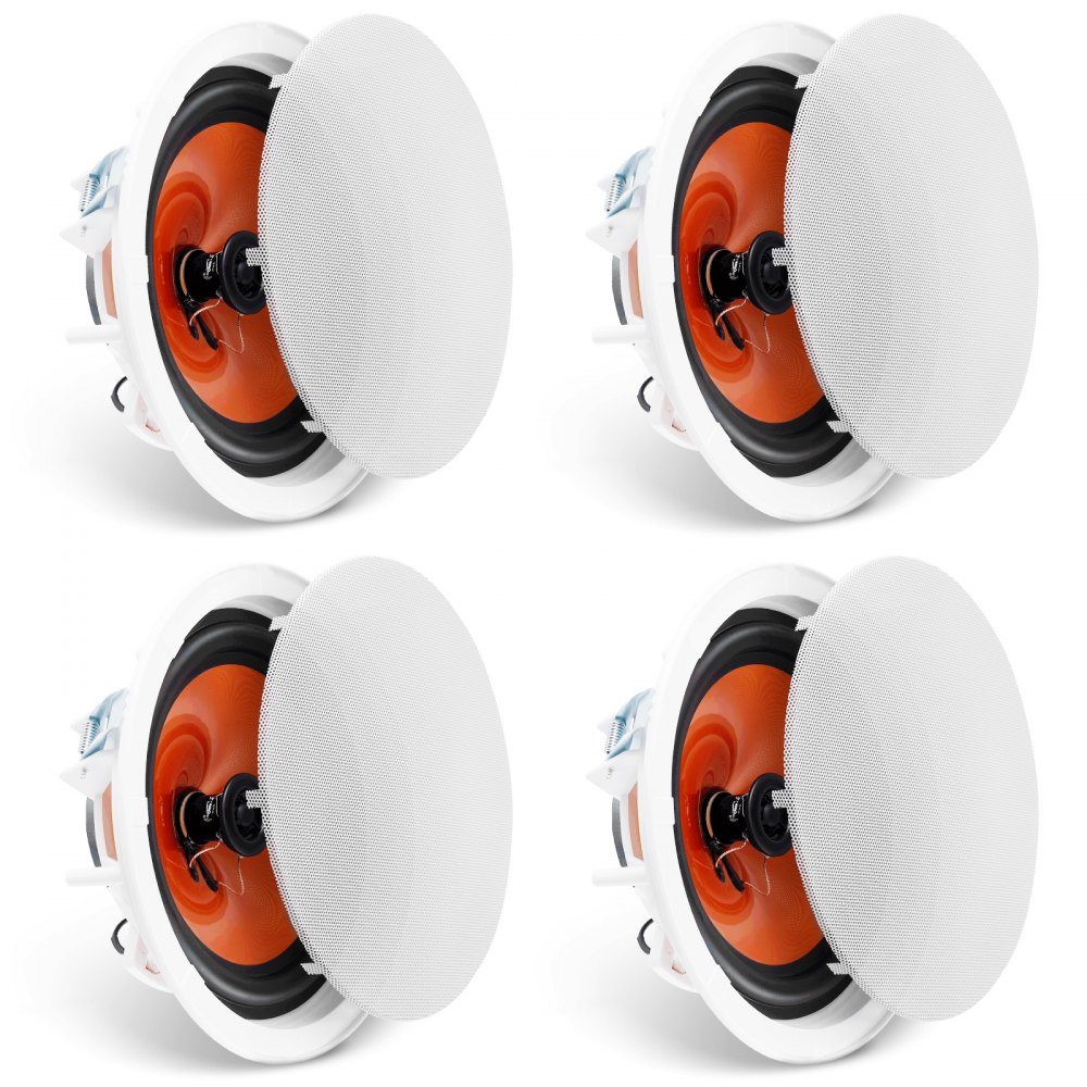 Set of 4 approx. 20 cm ceiling speakers, 100 W, in-ceiling and in-wall speaker system with 8 Ω impedance and 89 dB sensitivity, for home, kitchen, living room, bedroom or covered porch